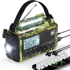 Hand Crank Emergency Radio, 12000mAh/44400mWh Battery Powered Long Runtime