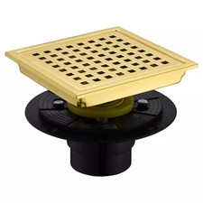 6 In. X 6 In. Stainless Steel Square Shower Drain in Brushed Gold