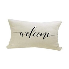 Farmhouse Pillow Covers with Quote 12" x 20" Farmhouse Rustic D cor Welcome