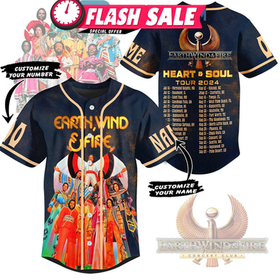 Earth Wind And Fire Heart And Soul Tour Baseball Jersey S to 5XL