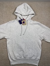 NWT Champion Reverse Weave Hooded Sweatshirt Mens S Gray Heather Hoodie Pullover