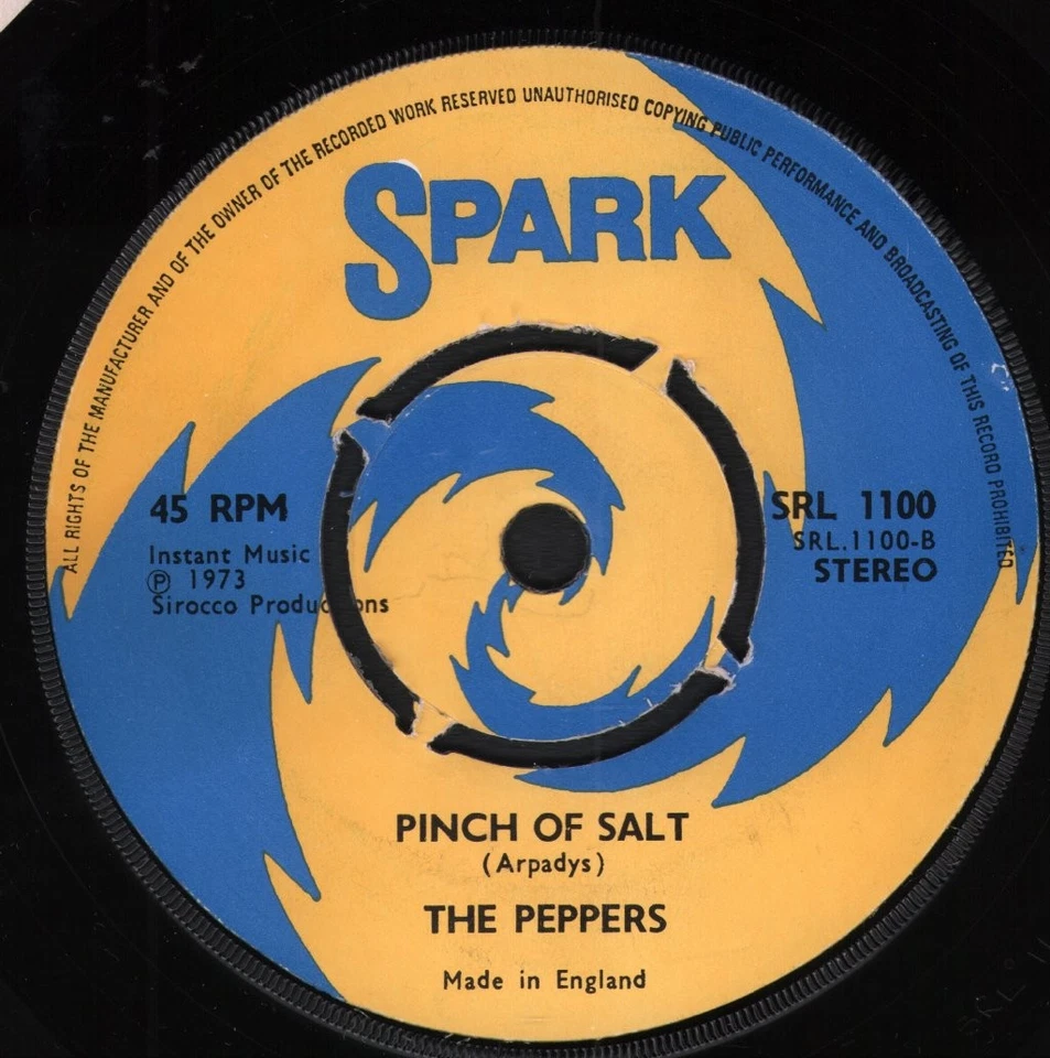 Peppers Pepper Box 7" vinyl UK Spark 1973 four prong blue/yellow label design - Image 2 of 2