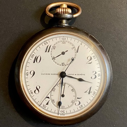 ANTIQUE Swiss ULYSSE NARDIN Split Second CHRONOGRAPH Pocket Watch RUNNING!