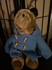 Vintage 1975 Eden Toys Paddington Bear Plush   Blue Duffle Coat, 1975 Tag