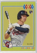 2022 Topps Brooklyn Collection Chartreuse 51/99 Steven Kwan #31 vs3