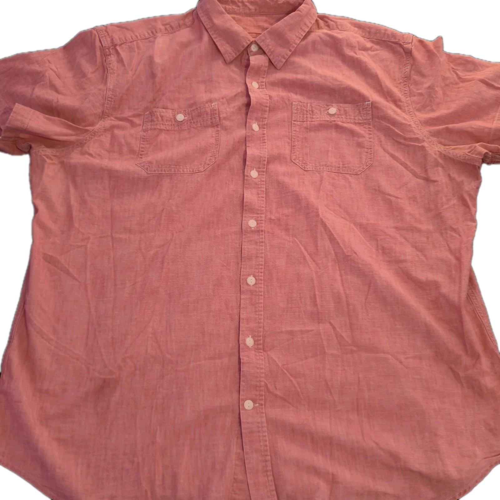 Old Navy Men's 3XL Tall Shirt Short Sleeve Red Chambray Button Down Slim Fit image 2