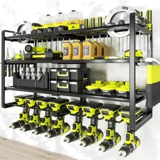 Power Tool Organizer-8 Drill Holder Wall Mount,4 Layer Heavy Duty Metal Power...
