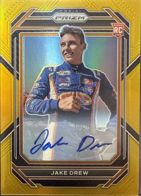 2023 Panini Prizm NASCAR Racing 43 Jake Drew Rookie RC GOLD AUTO #01/10