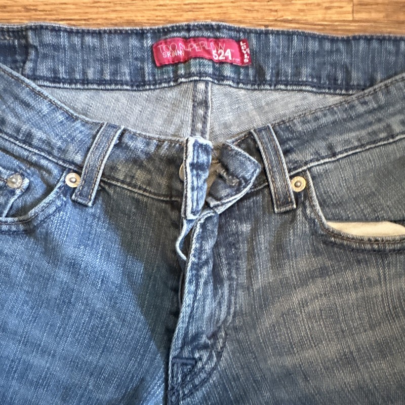 Levi's Women's 524 Superlow Skinny Blue Denim Jeans 5-Pocket Zip Button Logo