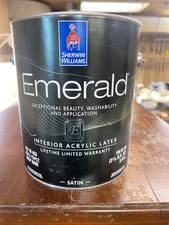 Sherwin Williams Emerald Interior Latex Water Base Paint/Satin 6039 Poised Taupe