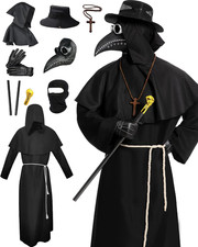 Plague Doctor Costume, Adults Plague Doctor Mask Halloween Costume for Women Men