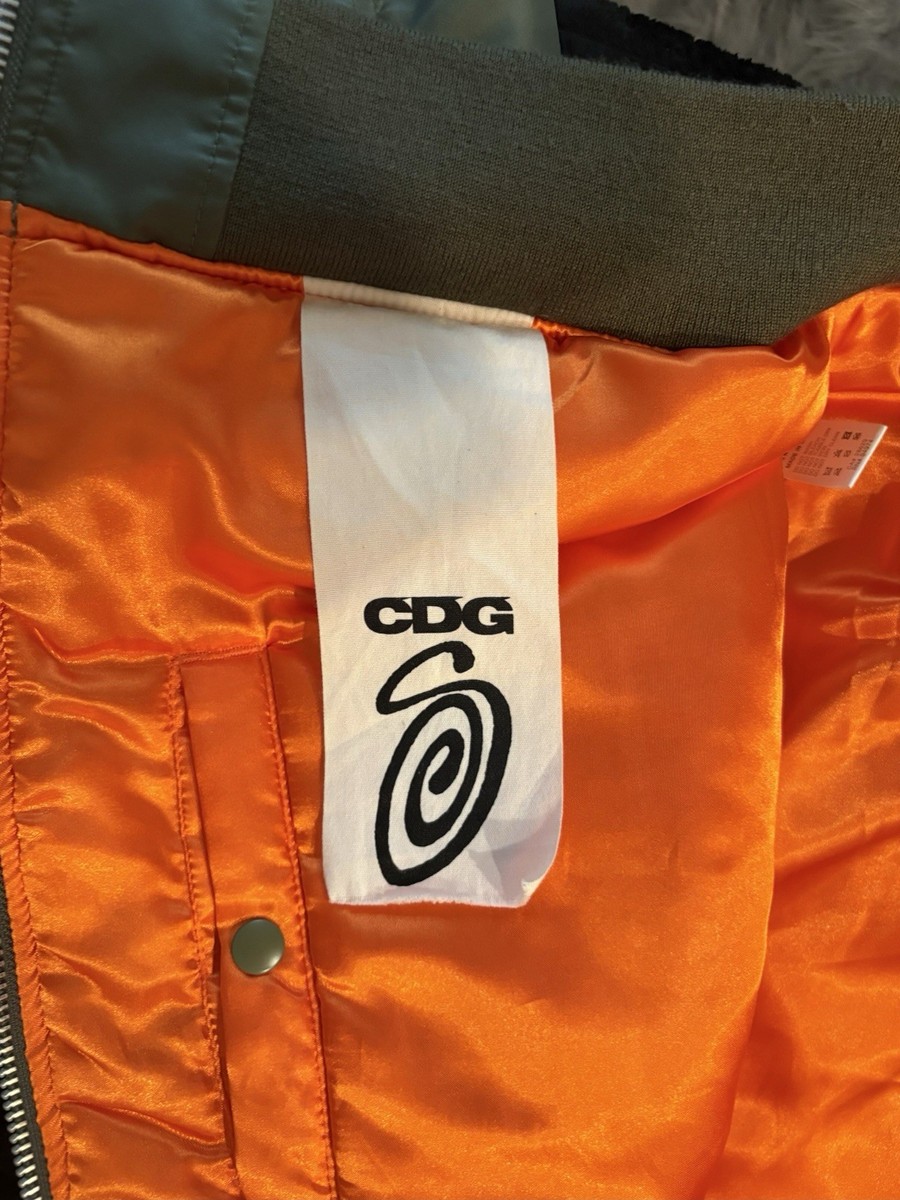 STUSSY X COMME DES GARCONS MA-1 BOMBER JACKET 'OLIVE/ORANGE' | eBay