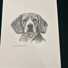 Beagle Vintage Print By Jan Jellins 8 X10