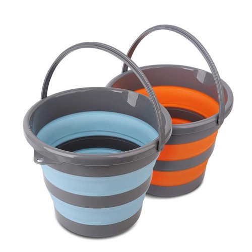 2 Pack Collapsible Plastic Bucket with 2.6 Gallon (10L) Each, Foldable Round ...