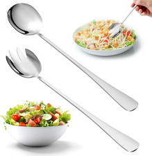 2 St&uuml;ck Salatbesteck Edelstahl Gro&szlig; 28CM Servierl&ouml;ffel Salat Salatgabel Gro&szlig;, Sa