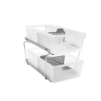  2-Tier Organizer, Multi-Purpose Slide-Out Storage Baskets with 1-Pack Frost