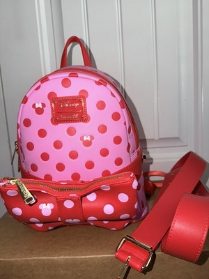 Loungefly Disney Minnie Mouse Pink Polka Dot Fanny Pack Bow  display picture 3