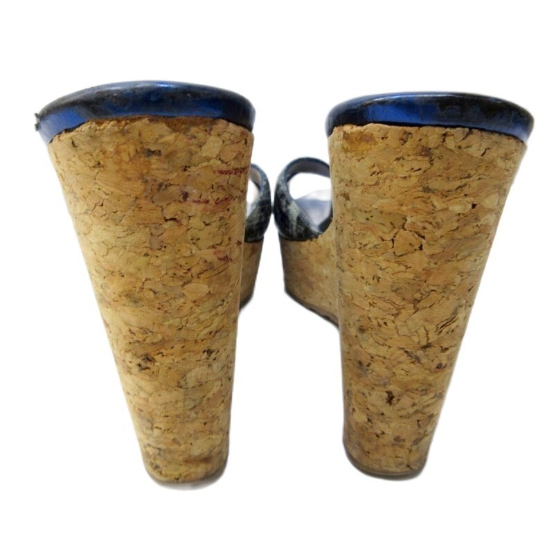 Rare Jimmy Choo Python Leather Platform Wedge San… - image 3