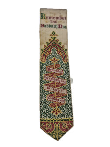Antique Stevengraph Silk Bookmark Remember the Sabbath Day