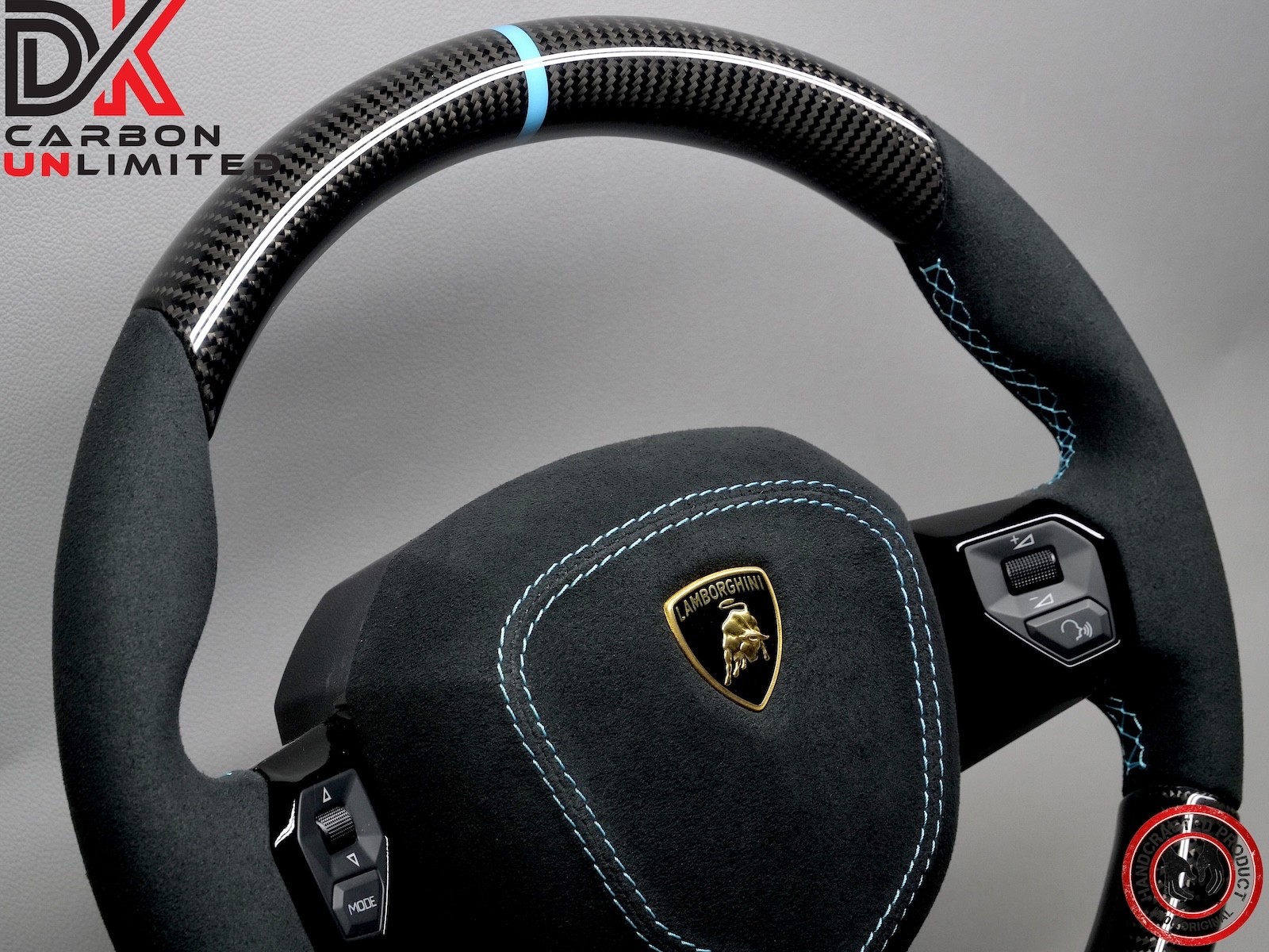 Lamborghini Aventador SVJ LP750 Miami Blue Alcantara Carbon Steering Wheel v4