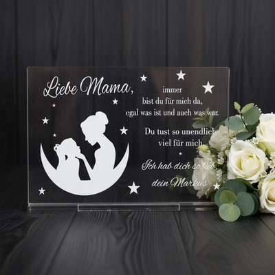 Aufsteller Acrylglas Gravur Geschenk Muttertag Mama Muttertagsgeschenk Acrylglas