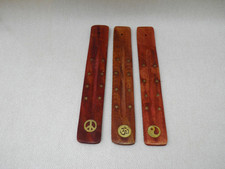 Wooden Incense Sticks x3 Holder Burning Joss Ash Catcher Burner Nag Champa Stick