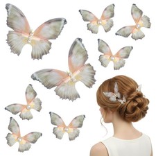 8Pcs Butterfly Hair Clips for Women, 2 Large 6 Small Set 3D Moving Wings wi...