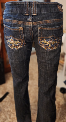Industrial cotton size 7 jeans junior 28x31 aztec embroidered - Picture 5 of 7