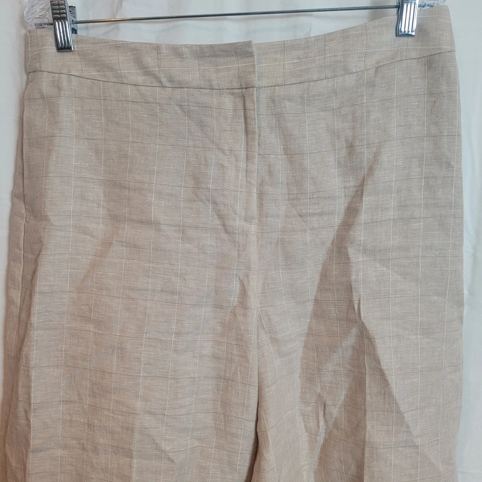 Pantalones cortos Brooks Brothers de pierna ancha de lino para mujer talla grande beige a cuadros preppy Foto 3 de 4