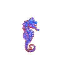 New Electric Blue Seahorse Ruby Eyes Pâté de Verre Pendant Gregory Burgard LE