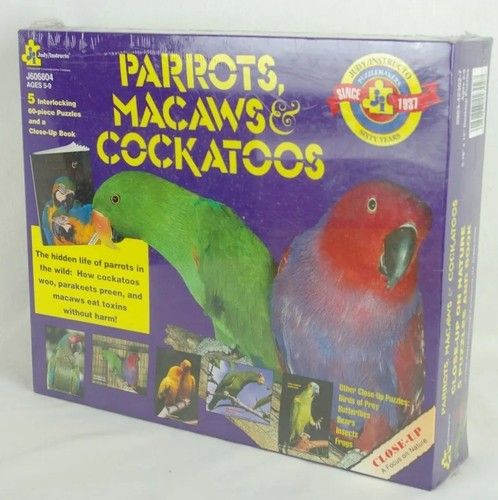Vintage 90er Papageien Mcgaws & Kakadus 5er Set miteinander verbunden 60 Teile Puzzle & Buch - Bild 10 von 12