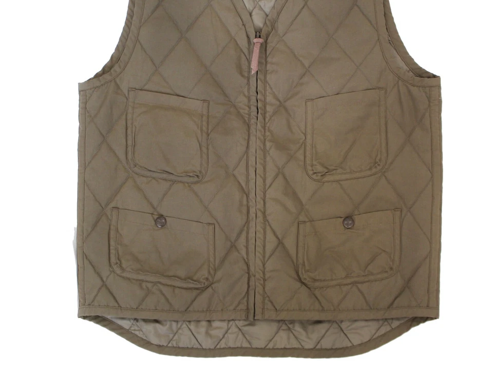 Double Ralph Lauren RRL Mens Quilted Olive Green Leather Puffer Vest Jacket NWT - Image 3 of 4