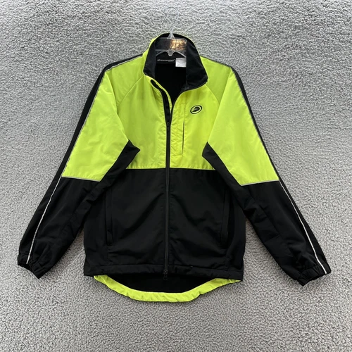PERFORMANCE Bicycle Jacket Mens Medium Yellow Full Zip Fleece Lined Softshell - product listing photo