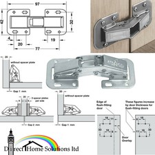2 x (Pair) Hafele Concealed Steel Hinges 90° Easy Mount, Unsprung Easy On Hinge