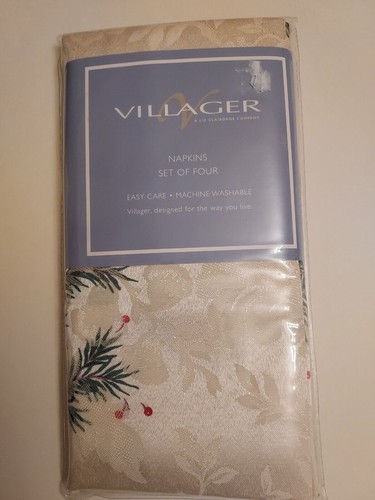Villager Liz Claiborne 4er Set Urlaub Vintage Servietten 2001 Baumwollmischung Neu