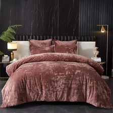 Ultra Soft Pink Crushed Velvet Comforter Set, 5Pc Queen with 4 Shams