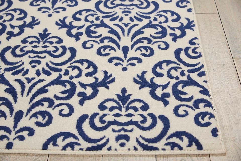 Nourison Grafix Vintage White/Blue 5'3" x 7'3" Area -Rug, Easy -Cleaning, Non - Image 3 of 4