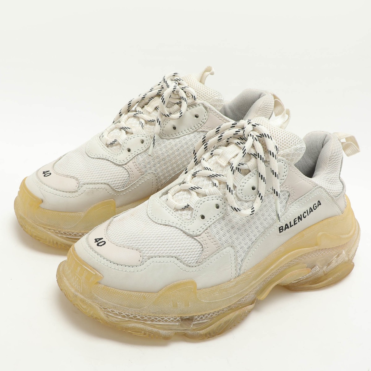 Balenciaga White Leather and Mesh Triple S Low Top Sneakers Balenciaga White Leather and Mesh Triple S Low Top Sneakers