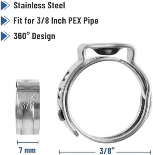 50 Colliers De Sertissage PEX 5/8 - Acier Inoxydable - Pour Tuyaux PEX - Neuf En Paquet