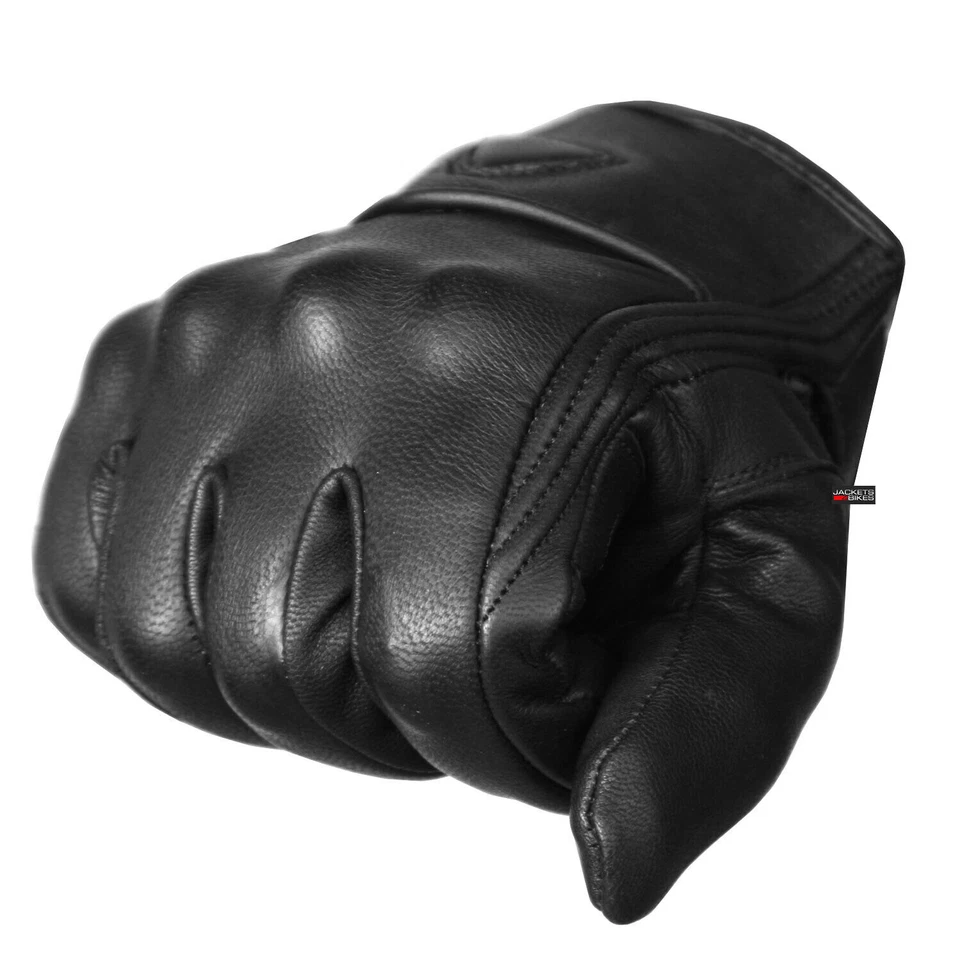 Men's Premium Leather Street Motorcycle Protective Cruiser Biker Gel Gloves - Image 3 of 4