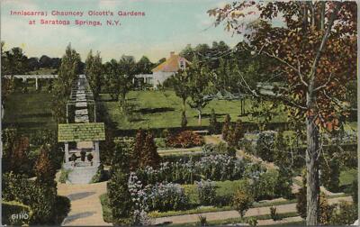 Postcard Inniscarra Chauncey Olcott's Gardens Saratoga Springs NY 