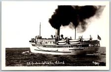 RPPC S.S. Avalon Ship Smokestack SANTA CATALINA ISLAND CA VINTAGE Postcard
