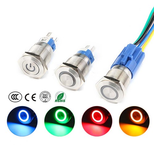 Flat Head 22MM 3-6V Waterproof Power Non-Latching Red Metal Push Button Switch With Red Led Light 01 - Foto 9