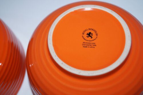 2 ~ Royal Norfolk Kürbis orange Steinzeug gerippte Suppe/Müsli/Salat Schalen 6 Zoll x 3 Zoll - Bild 4 von 4