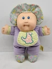 Cabbage Patch Babyland Kid 1987 Soft Plush Doll Pink Purple Rattle Bib Dinosaur