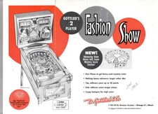Wow! Original 1962 Gottlieb Fashion Show pinball flyer/brochure! Free Ship!