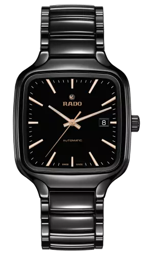 New Rado True Square Automatic High Tech Ceramic Black Dial Mens