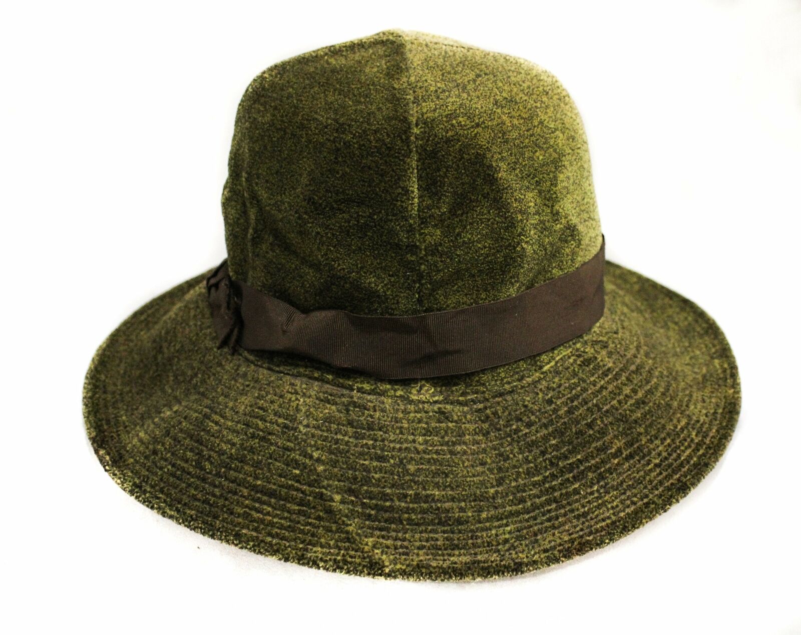 Girl's 1910s 1920s Wide Brim Hat - Olive Green Da… - image 9