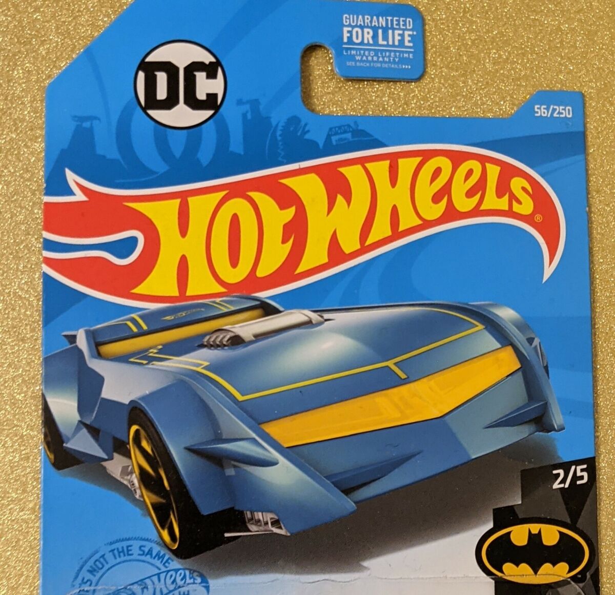 DC Comics Hot Wheels Batman THE BATMAN BATMOBILE Blue / Yellow Spoke Wheel  *NEW*