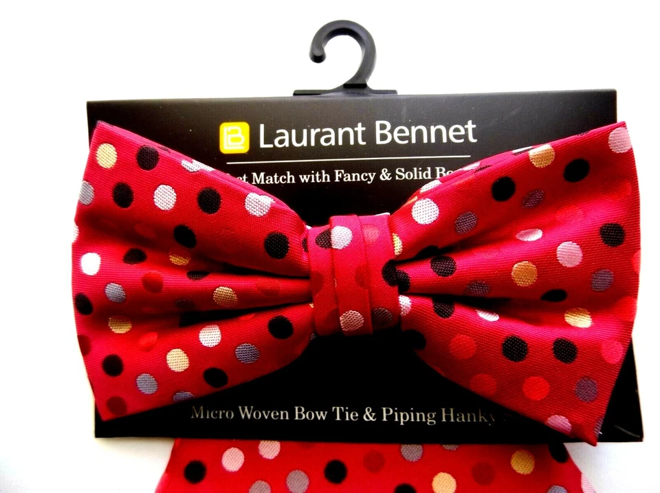 Галстук-бабочка мужской красный в горошек предварительно завязанный галстук-бабочка карман квадратный - Изображение 4 из 4